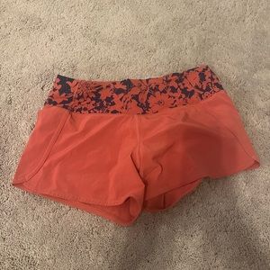 Lululemon Orange 4 In Shorts Speed Up